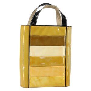 CHANEL Tote Bag Enamel Yellow Gold CC Auth gh968